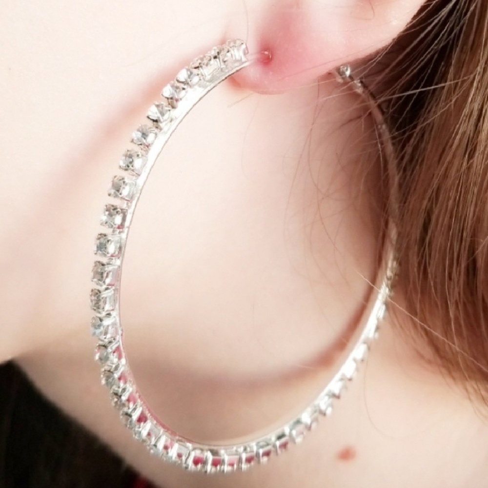 Rhinestone Hoops - Picture 2 of 4
